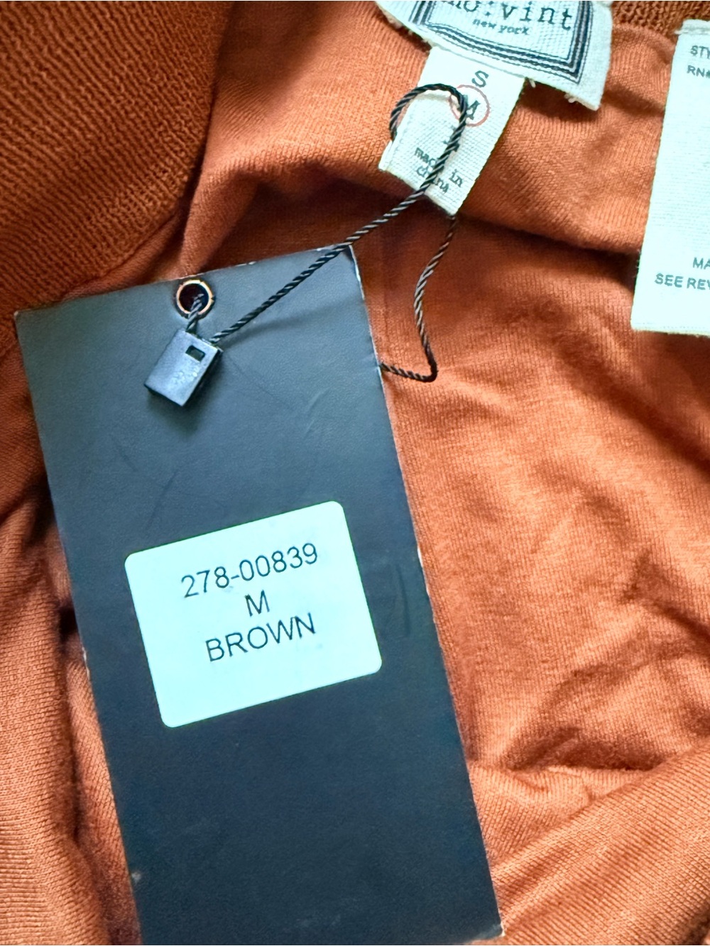 NWT Mo:Vint Brown Pointelle Knit Flare Pants Small Boho Pull-On Wide Leg - Picture 7 of 11